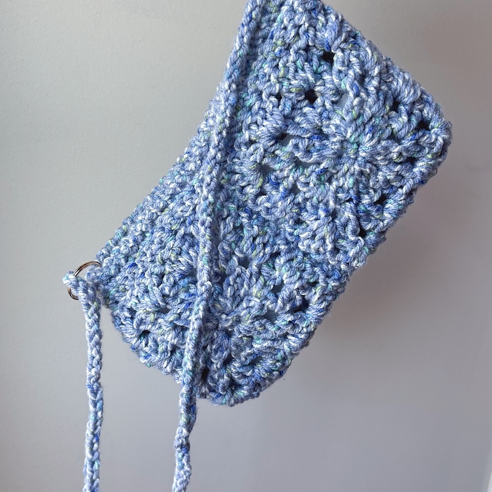 Blue/Purple Crochet Clutch with Gold Hardware